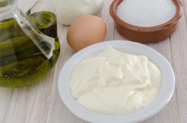 Flavouring: Mayonnaise and Ingredients — Stock Photo, Image