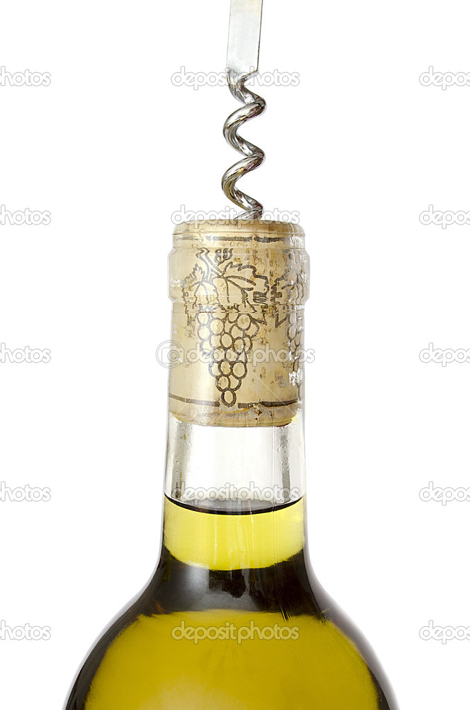 Opening a bottle of white wine