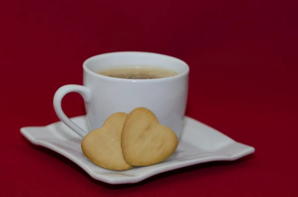 Kaffe medhjärta formade kex — Stockfoto