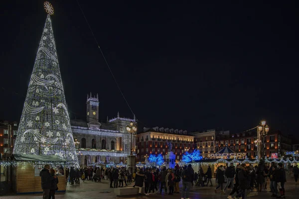 Valladolid Spanien November 2021 Weihnachtsdekoration Des Hauptplatzes Von Valladolid Spanien — Stockfoto