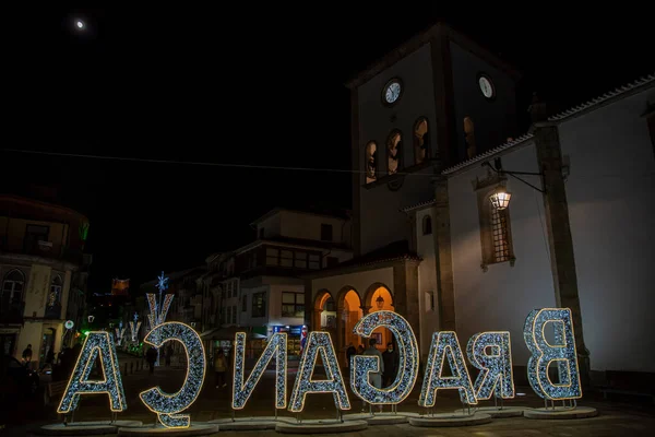 Braganca Portugalia Grudzień 2021 Scena Bożonarodzeniowa Rynek Główny Braganca Portugalia — Zdjęcie stockowe