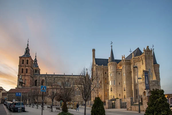 Palazzo Vescovile Astorga Edificio Dell Architetto Catalano Antoni Gaudi Astorga — Foto Stock