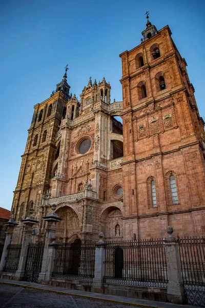 Fachada Principal Catedral Santa Maria Estilos Renascentistas Barrocos Astorga Leon — Fotografia de Stock