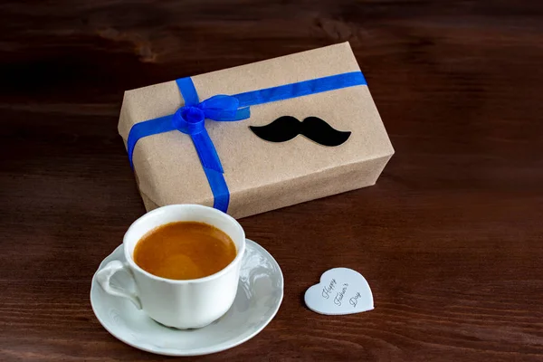 Gelukkige Vaderdag Inscriptie Met Een Kopje Koffie — Stockfoto