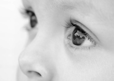 Küçük bir çocuğun insan gözünün detaylı görüntüsü.