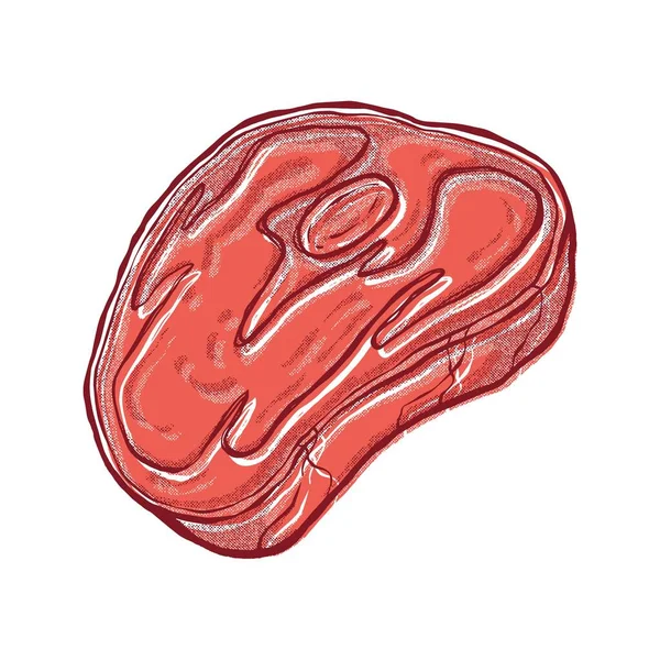 Esboço Corte Carne Vermelha Técnica Desenhada Mão Logótipo Ilustração —  Vetores de Stock