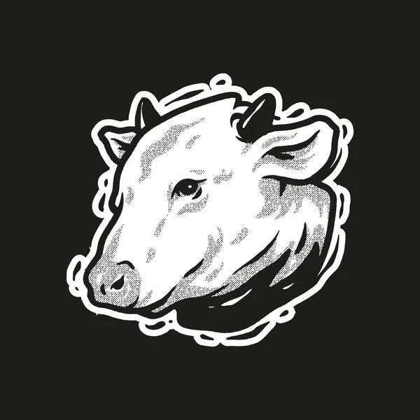 Fechar Desenho Cara Vaca Preto Branco —  Vetores de Stock
