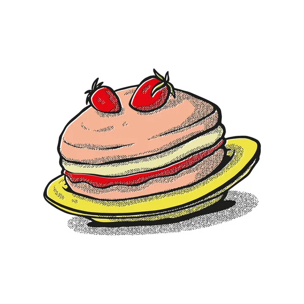 草莓煎饼草图 手绘技巧 全色完成 — 图库矢量图片