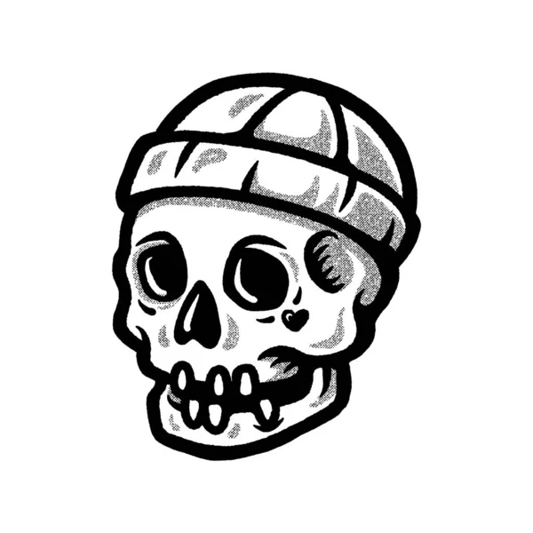 Illustration Crâne Bandit Ligne Dessinée Main Art Technique — Image vectorielle