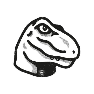 Dinozor kafası illüstrasyon maskot çizgisi