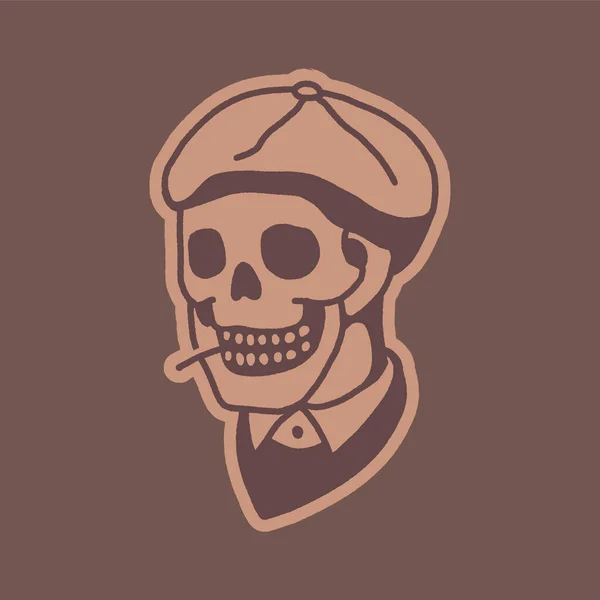Mafia Style Skull Illustration Sticker — Vector de stock