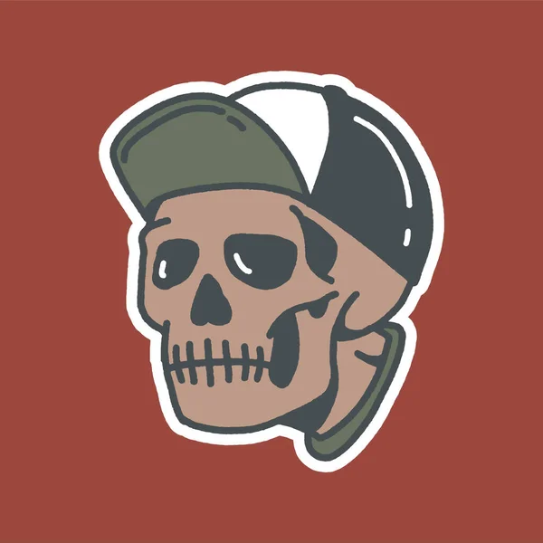 Baseball Cap Skull Stylish Illustration — Stock Vector