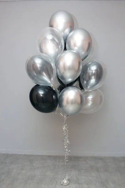 Ramo Globos Para Hombre Globos Negro Plata —  Fotos de Stock