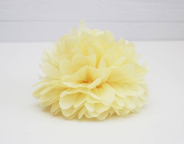 Beyaz arkaplanda sarı ponpon