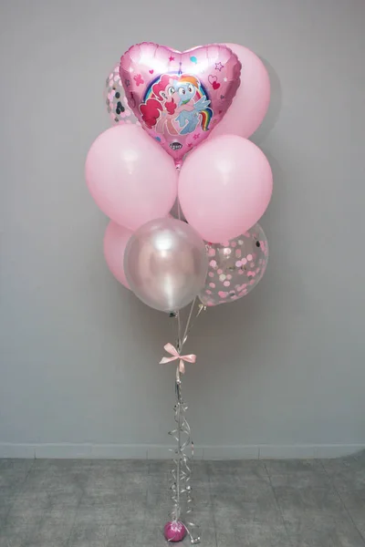 Conjunto Balões Rosa Para Uma Menina — Fotografia de Stock