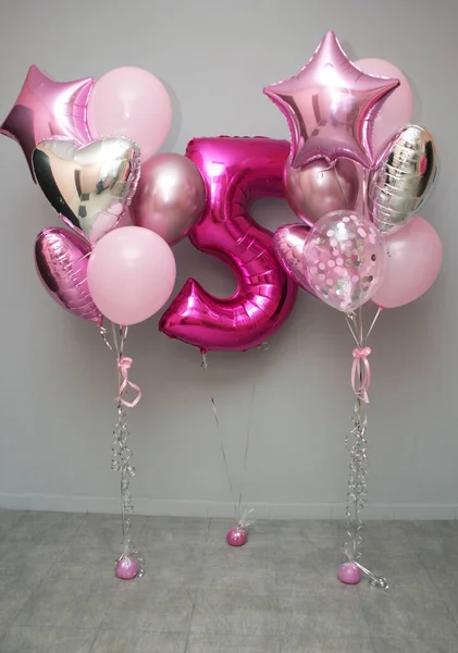 Set of pink balloons for birthday decor, helium balloons, big air balloon