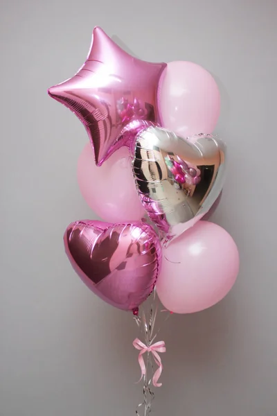 Conjunto Globos Rosados Para Una Chica —  Fotos de Stock