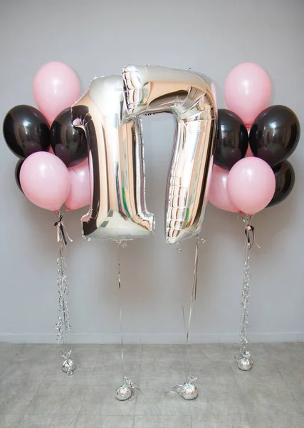 Balões Números Prata Balões Hélio — Fotografia de Stock