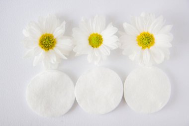 Papatya çayı ve kozmetik pamuk pedler