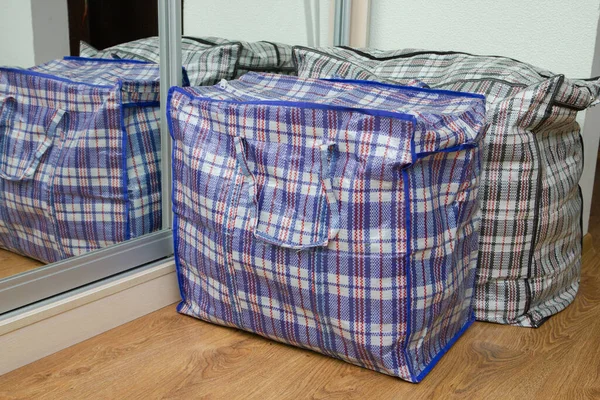 Large Plaid Bags Things — Stock Photo, Image