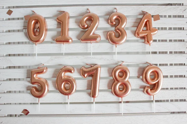 Golden Candle Numbers Cake — Stok fotoğraf