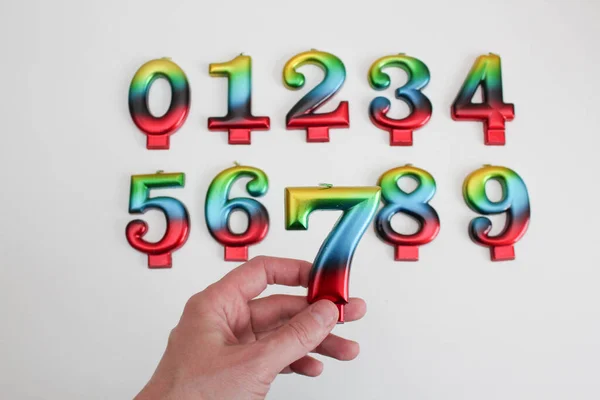 Set Multi Colored Numbers Candles — ストック写真
