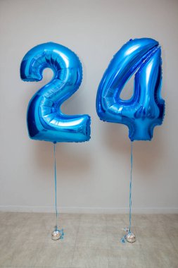 blue foil balloons figures with helium