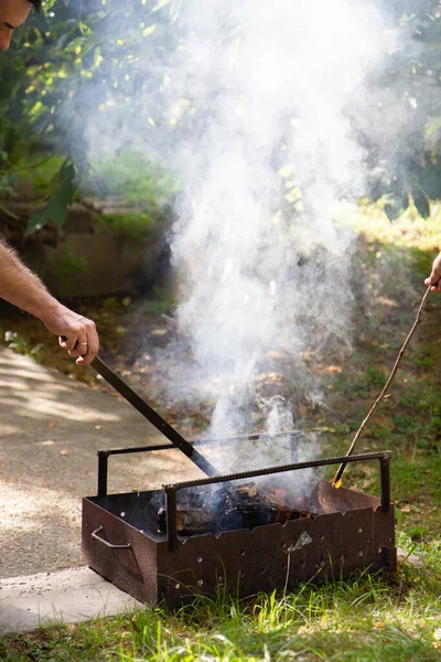 Burning Firewood Garden — Fotografia de Stock