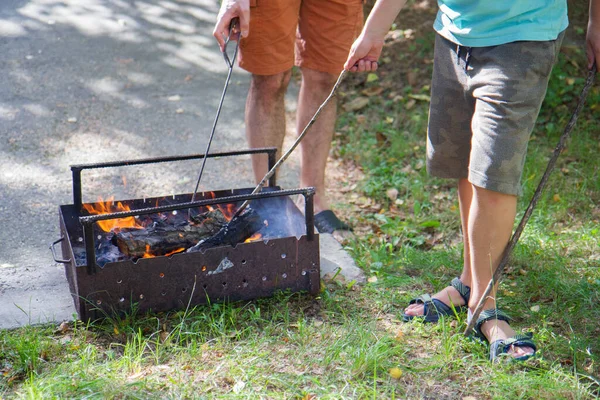 Burning Firewood Garden — Stock Photo, Image