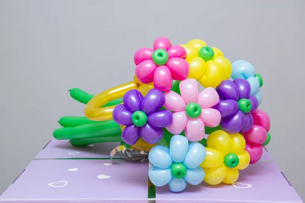 Buket Blomster Fra Balloner Baggrund Væggen - Stock-foto