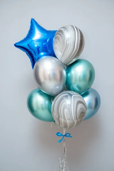 Set Globos Cumpleaños Azules Menta —  Fotos de Stock