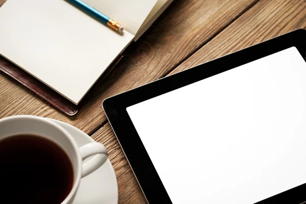 Tablet, caffè e agenda — Foto Stock