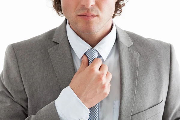 Businessman Tightening His Tie — Stock Photo, Image