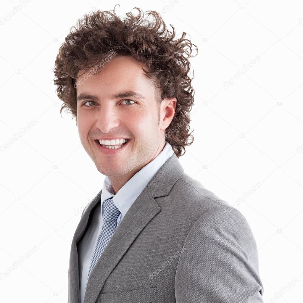 Smiling Businessman Pointing