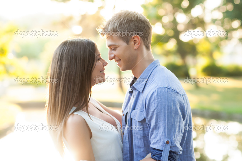 Romantic Caucasian Couple Outdoors