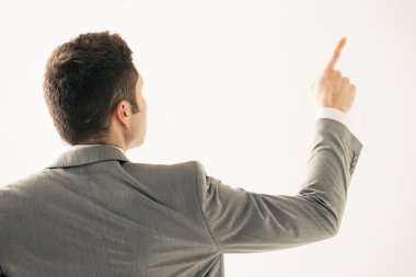 Beyaz iş adamı yukarı dönük