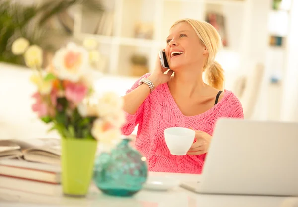 Woman on the Phone at Home — Stock Photo, Image