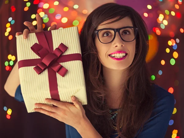 Hipster vrouw verjaardag — Stockfoto