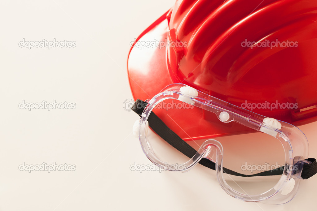 Red Hardhat and Protective Glasses