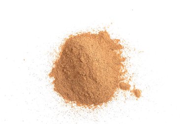 Üst görünüm süper gıda guarana pudrası beyaz üzerine