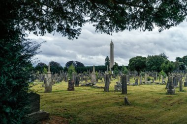 İrlanda 'da Yuvarlak Kule ile Glasnevin Mezarlığı' nda antik mezarlar ve mezar taşları