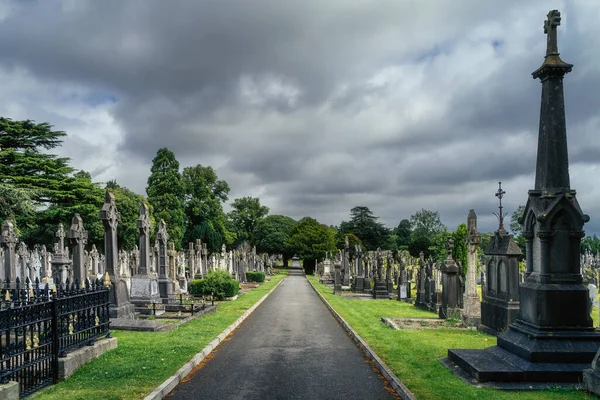 İrlanda 'daki Glasnevin Mezarlığı' nda Kelt haçları ve heykelleri olan mezarlar