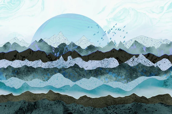 Kış günbatımı Dağların üzerinden