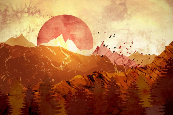 Горы Осенью Закате — стоковое фото