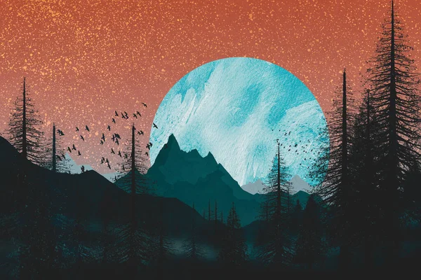 Ormanın Üzerinde Soğuk Gün Doğumu