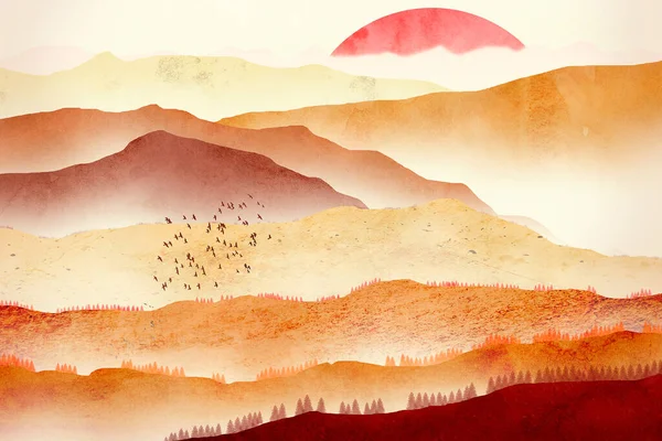 Günbatımında inci dağları,