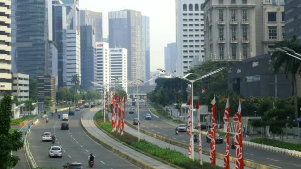 Τζακάρτα Κυκλοφορία Στην Οδό Sudirman Jakarta Ινδονησία — Αρχείο Βίντεο