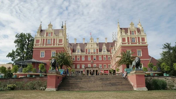 Bad Muskau Alemanha Setembro 2018 Vista Frontal Novo Castelo Parque — Fotografia de Stock