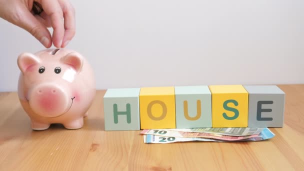 Koncepcja Oszczędności Domu Kupowanie Nowego Domu — Wideo stockowe