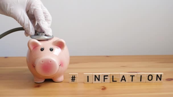 Inflation Word Checking State Savings Inflation Concept — Stock Video